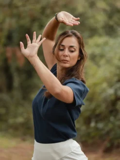 T-shirt yoga pelican bio bleu marine S