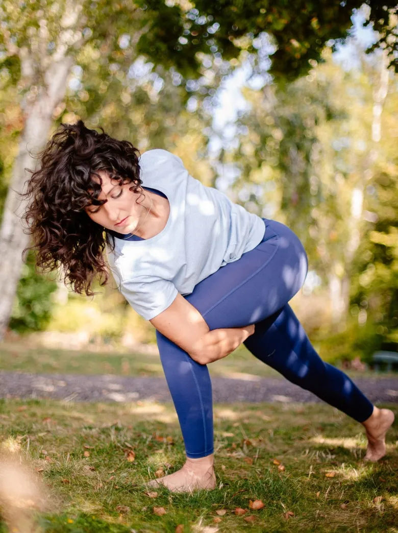T-shirt yoga toucan bleu ciel L