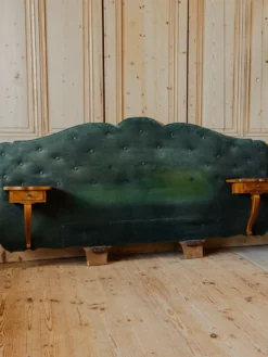 Tête de lit en bois et velours vert sapin n°30