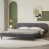 Tulsa lit capitonné 140x190cm gris avec tête de lit et sommier