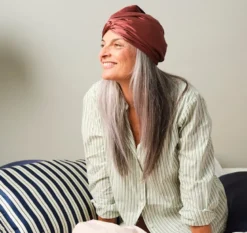 Turban 100% pure soie de mûrier - lie de vin