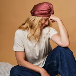 Turban 100% pure soie de mûrier - lie de vin