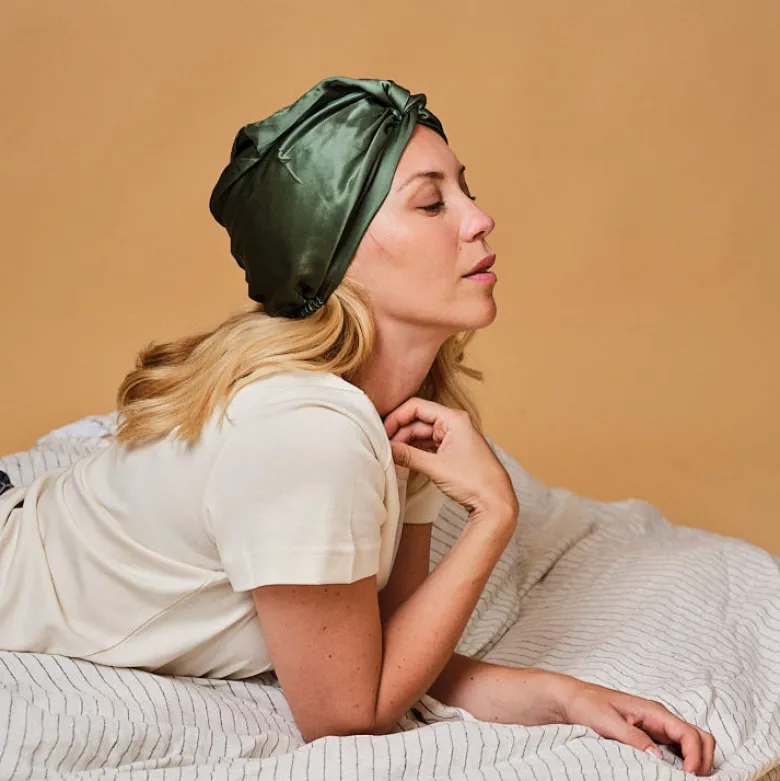 Turban 100% pure soie de mûrier - vert sauge