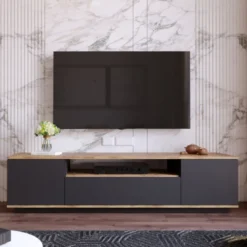 Tyro meuble tv gris et bois 180 cm