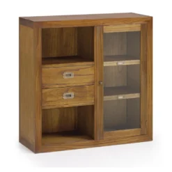 Vaisselier 2 tiroirs bronze bois marron