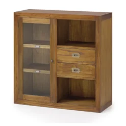 Vaisselier 2 tiroirs bronze bois marron