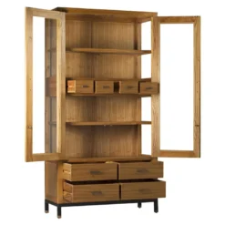 Vaisselier 8 tiroirs metal bois marron -