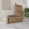 Vales meuble à chaussures avec assise - 4 rangements - bois