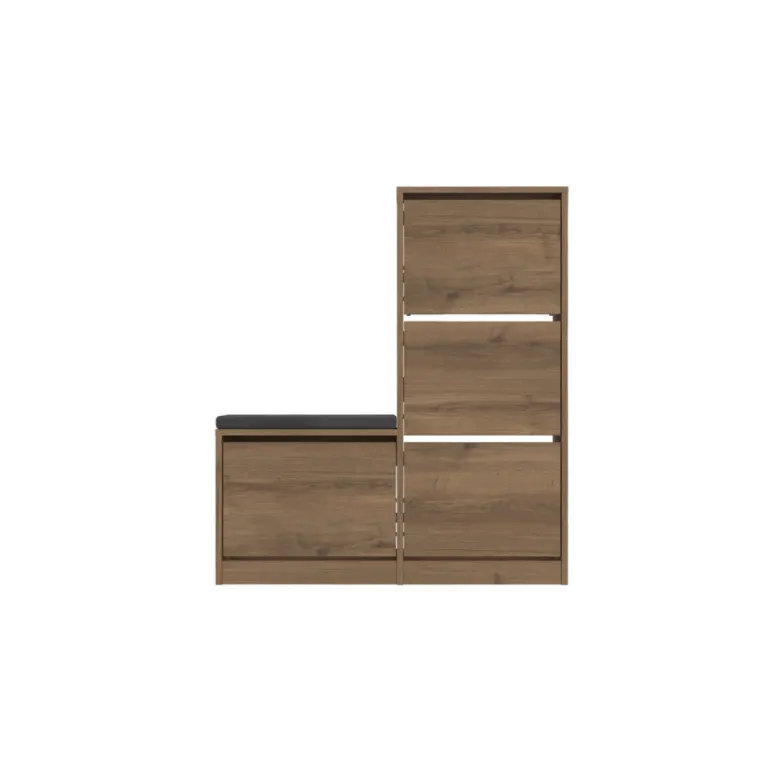 Vales meuble à chaussures avec assise - 4 rangements - bois