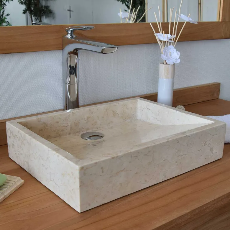 Vasque à poser en marbre crème, coreal