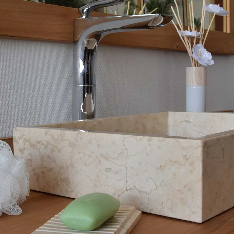 Vasque à poser en marbre crème, coreal