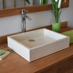 Vasque à poser en terrazzo crème, coreal