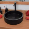 Vasque ronde effet béton noir arlequin