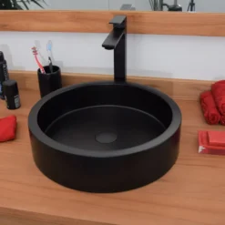 Vasque ronde effet béton noir arlequin