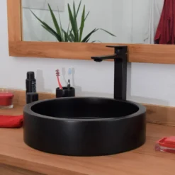 Vasque ronde effet béton noir arlequin