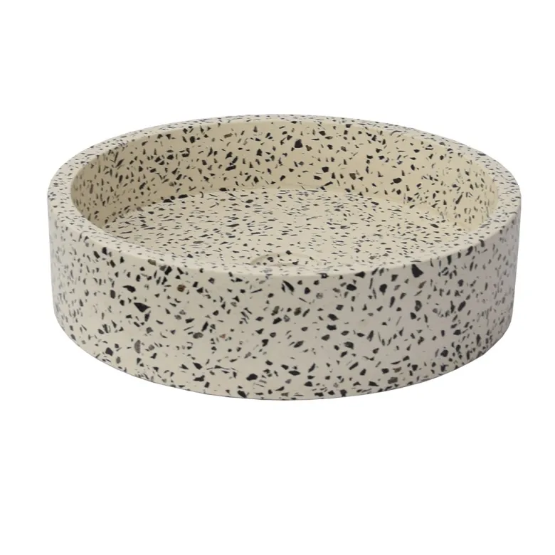 Vasque ronde en terrazzo crème arlequin