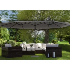 Venice parasol double gris droit ovale 27 x 46 m