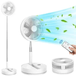 Ventilateur pliable sans fil, pied télescopique 40-105 cm, blanc