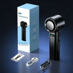 Ventilateur portable rechargeable avec fonction rafraîchissante noir