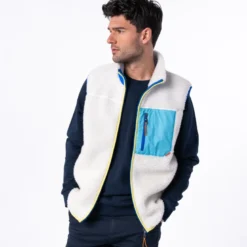 Veste sherpa sans manches mixte ivoire XS