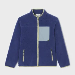 Veste sherpa zippée manches longues bleu XS