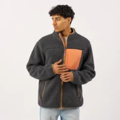 Veste sherpa zippée manches longues gris anthracite XS