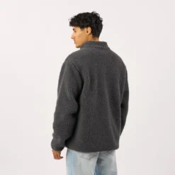 Veste sherpa zippée manches longues gris anthracite XS