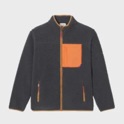 Veste sherpa zippée manches longues gris anthracite XS