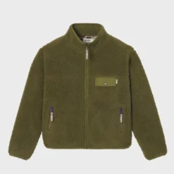 Veste sherpa zippée manches longues femme vert olive XS