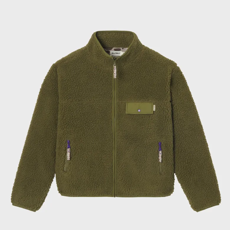 Veste sherpa zippée manches longues femme vert olive XS