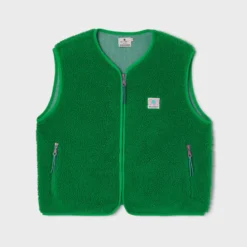 Veste sherpa zippée sans manches femme vert S