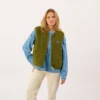 Veste sherpa zippée sans manches femme vert olive S