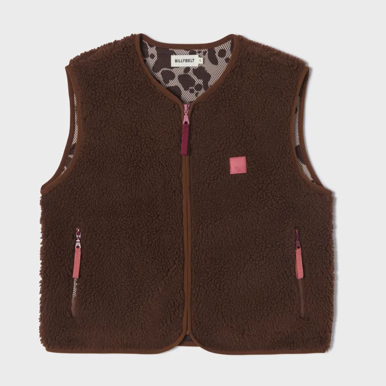 Veste sherpa zippée sans manches femme marron S