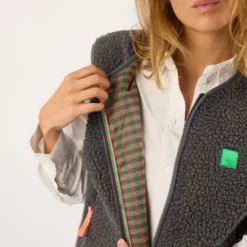 Veste sherpa zippée sans manches femme gris S