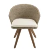 Vick - chaise de jardin en rotin en bois acacia et coussin blanc