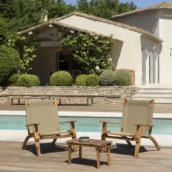 Vick - salon jardin bois acacia 2 pers : 2 fauteuils, table basse