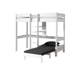 Vipack pino lit mezzanine blanc avec...