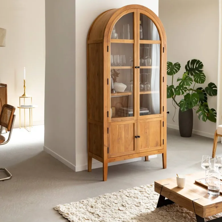 Vitrine en bois d'acacia 4 portes jo