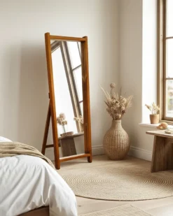 Vivo - miroir sur pied en bois massif de manguier