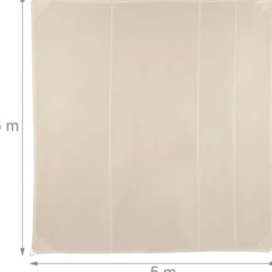 Voile d'ombrage carré 5 x 5 m 500 x 500 x 500 cm beige