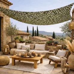 Voile ombrage camouflage - 3x5m Vert