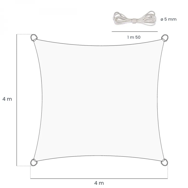 Voile ombrage carré - 4x4m Rouge