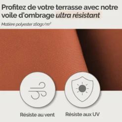 Voile ombrage carré - 4x4m Rouge