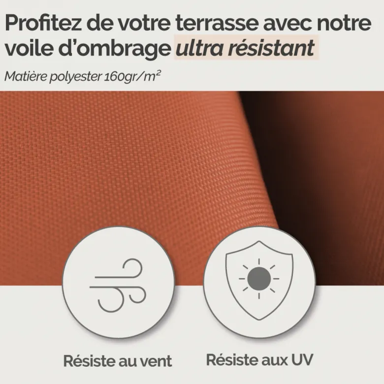 Voile ombrage carré - 4x4m Rouge