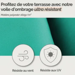 Voile ombrage rectangulaire - 3x4m Turquoise
