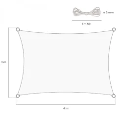 Voile ombrage rectangulaire - 3x4m Turquoise