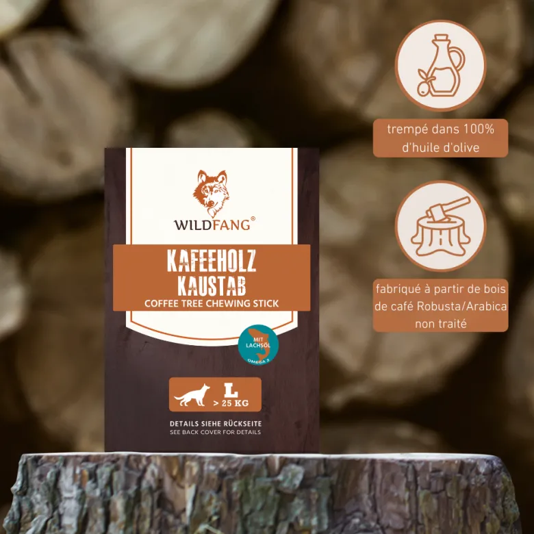 Wildfang - bâton à mâcher en bois de caféier à l'huile de saumon - 1 x l