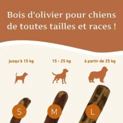 Wildfang® bâton à mâcher en bois d'olivier - taille s