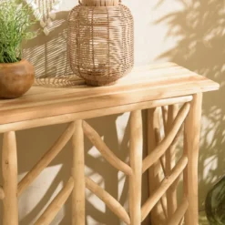 Will - console en bois de teck naturel piètement ajouré