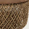 Yuda - grand table basse en bois de teck massif et tissage banane avec rangement